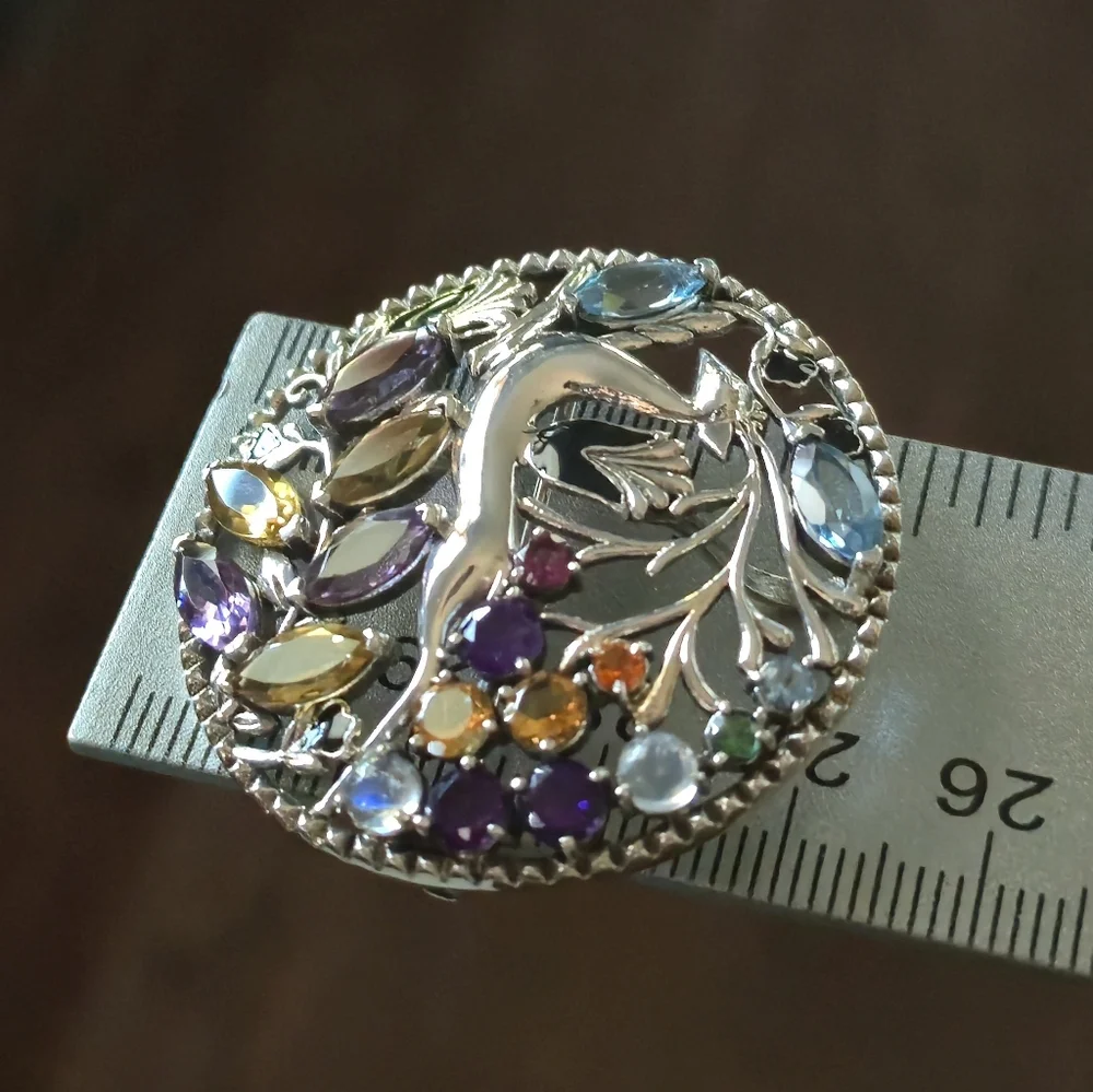 Nicky Butler 925 Sterling Silver Stag Pendant Brooch Designer Amethyst Citrine - Picture 6 of 16